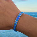 Pulseira de Opala Azul e Prata