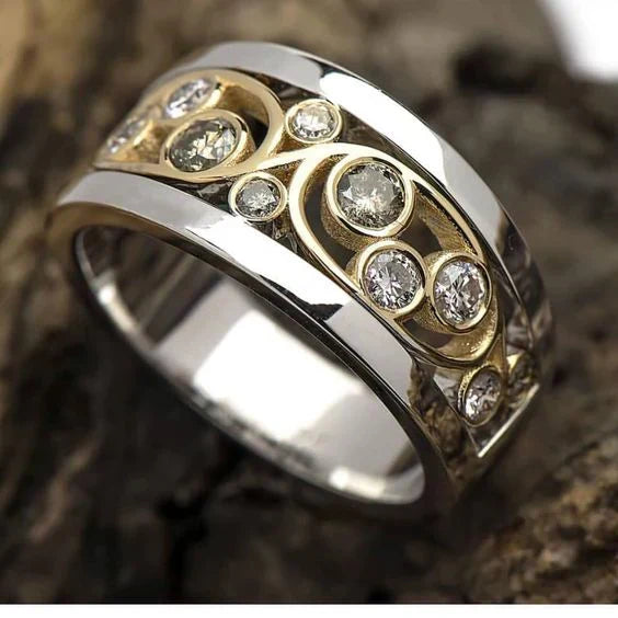 Anel Vintage de Ouro e Prata com Zircónia de Hera