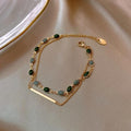 Pulseira de Pedra Verde em Ouro