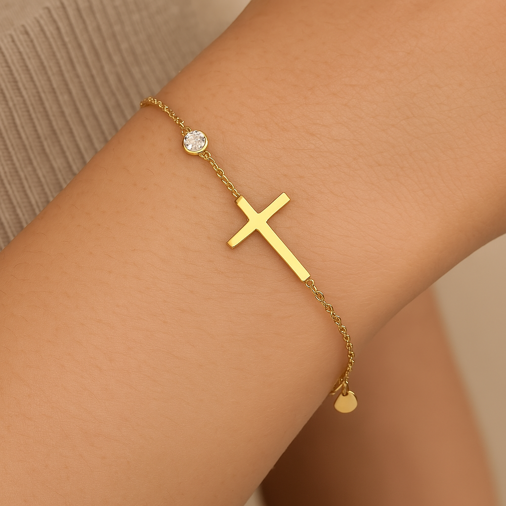 Pulseira de Ouro com Charme Espiritual
