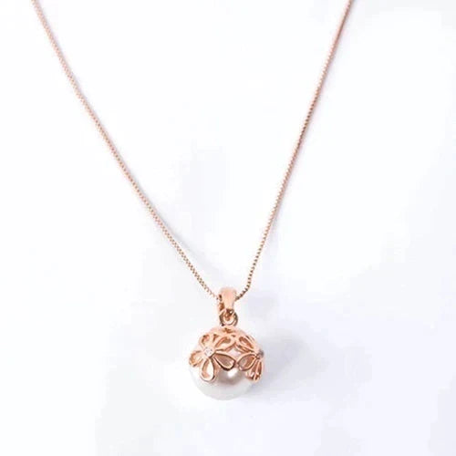 Conjunto de Colar + Brincos com Pérolas em Ouro Rosa