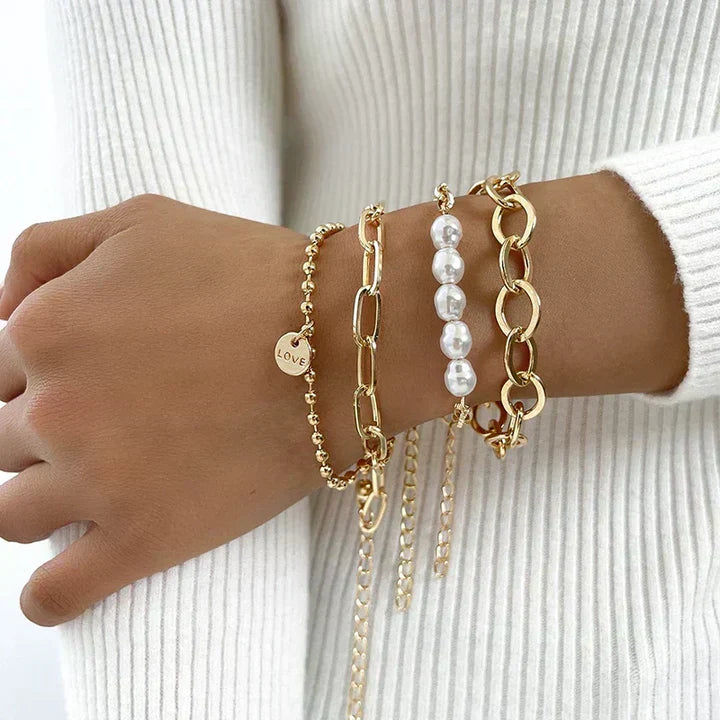 Pacotes de Pulseiras de Pérola Dourada