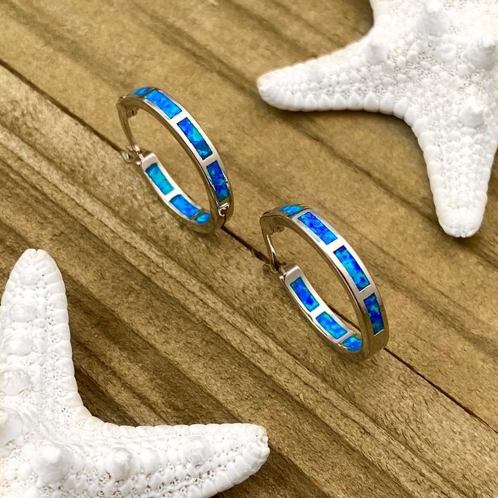 Brincos de Luxo em Prata e Opala Inspirados no Oceano