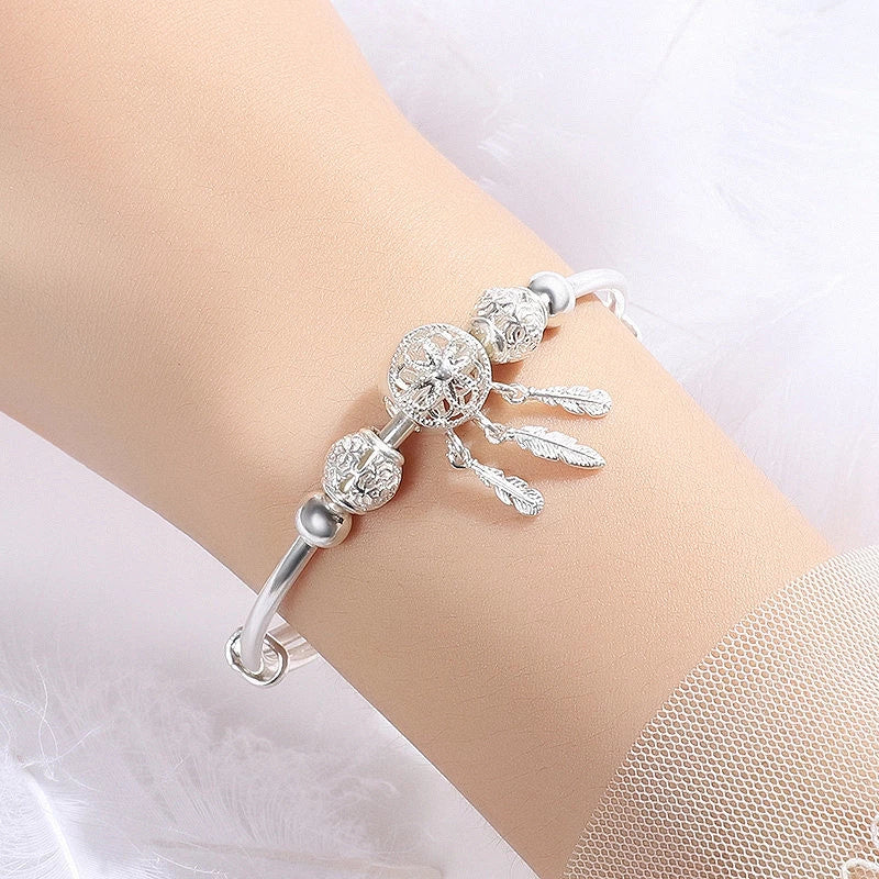 Pulseira Ajustável de Apanhador de Sonhos em Prata 925