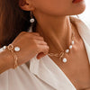 Conjunto de Colar, Pulseira e Brincos em Pérolas Paperclip Elegantes