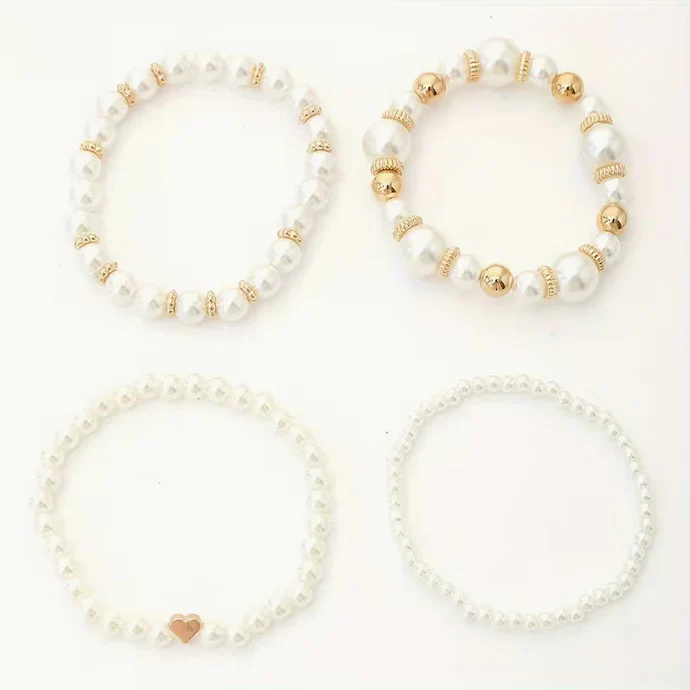 Conjunto de Pulseiras de Pérolas Serenity - Quatro Peças