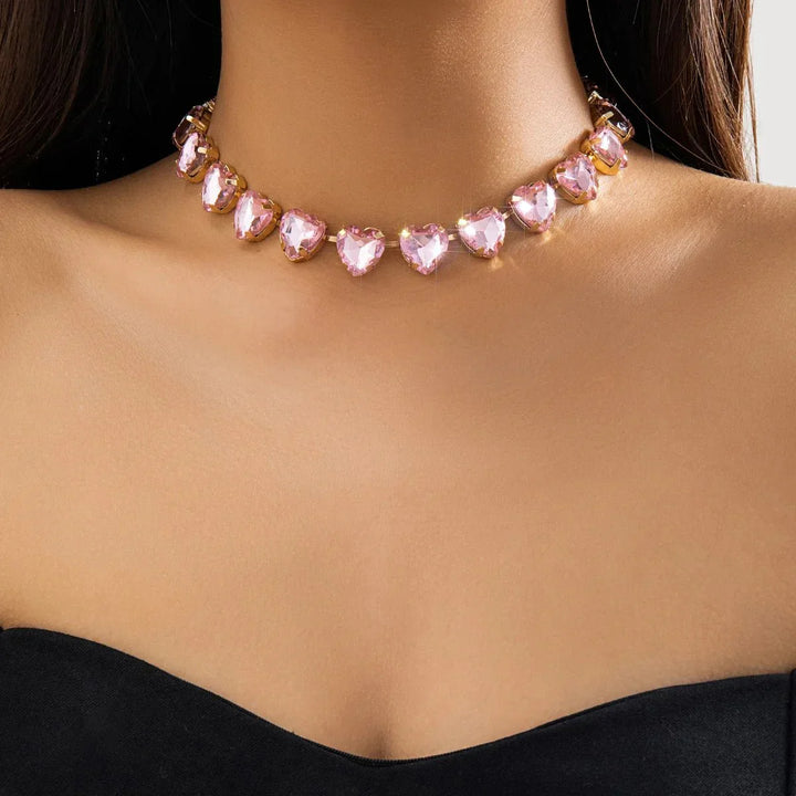Colar Choker Coração de Cristal