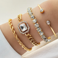 Pacote de Pulseiras Douradas Elegantes e Brilhantes