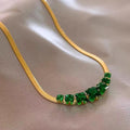 Colar de Declaração de Pedra Preciosa Verde Dourada Vintage