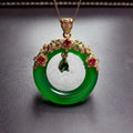 Colar Pendante de Anel Floral de Cristal Verde Clássico