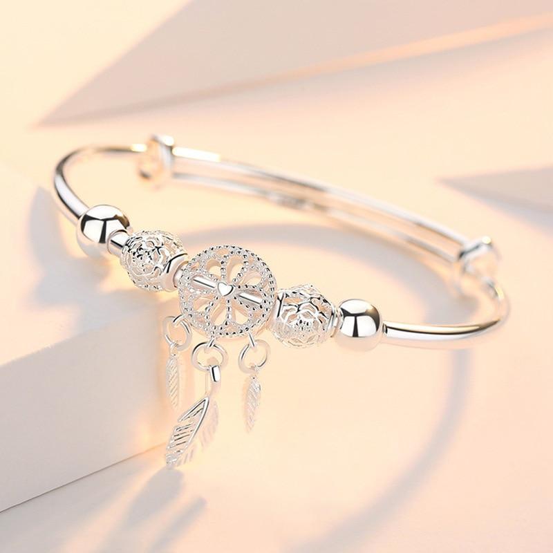 Pulseira Ajustável de Apanhador de Sonhos em Prata 925
