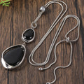 Colar de Pendente de Pedra Preta Vintage Elegante